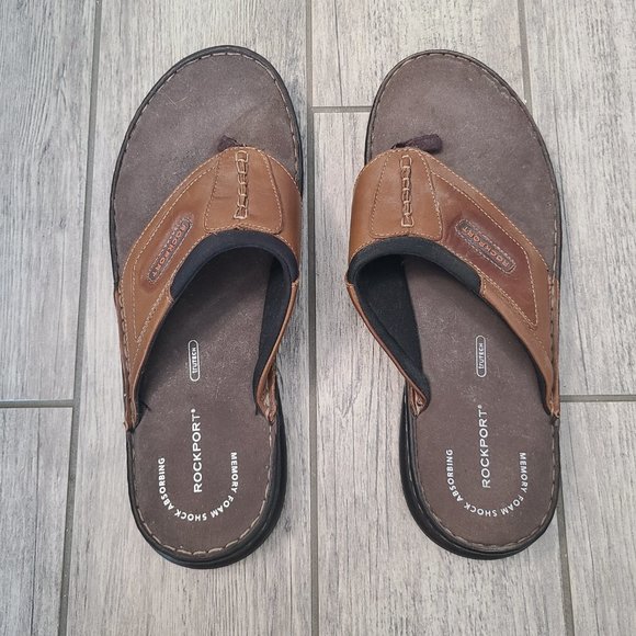 Rockport men's thong sandals memory foam shock absorbing brown size 13 - Picture 3 of 6
